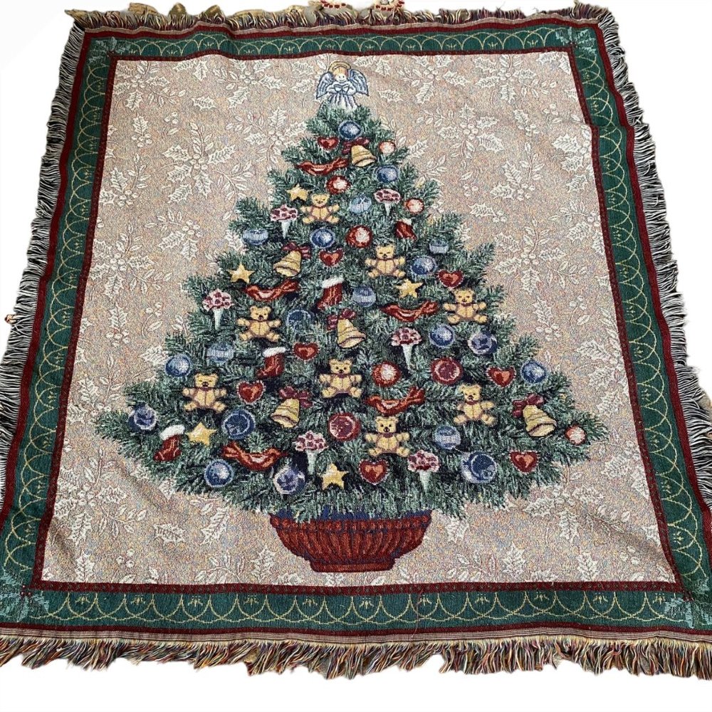 Mohawk Home tapestry Christmas‎ tree afghan throw blanket angel decor